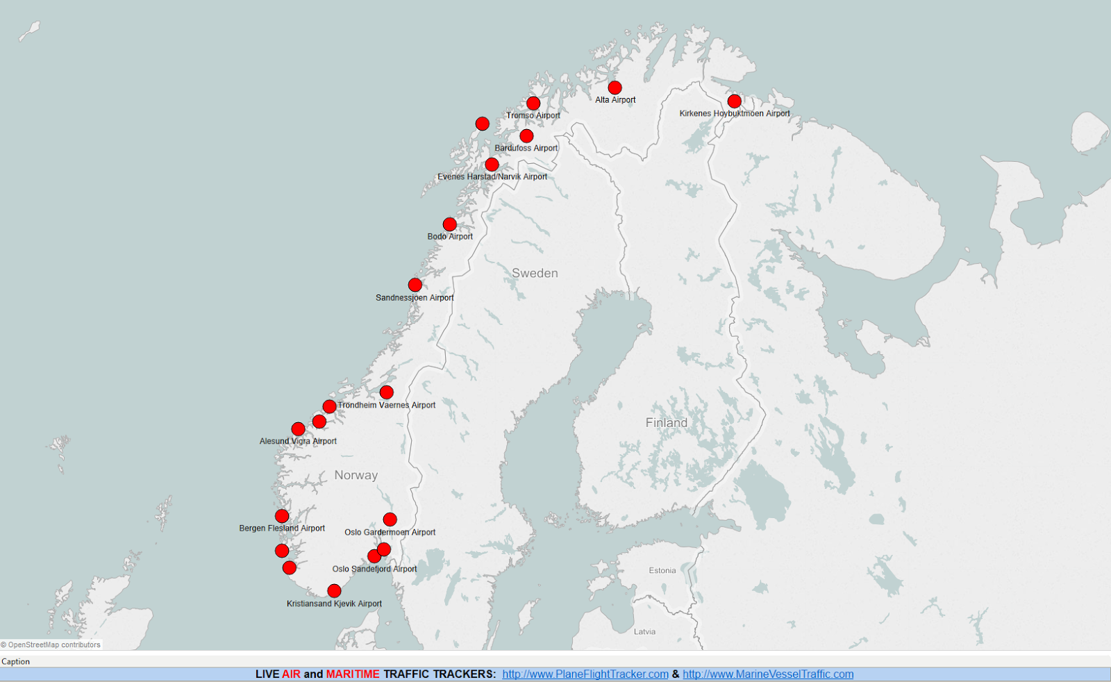 NORWAY AIRPORTS MAP